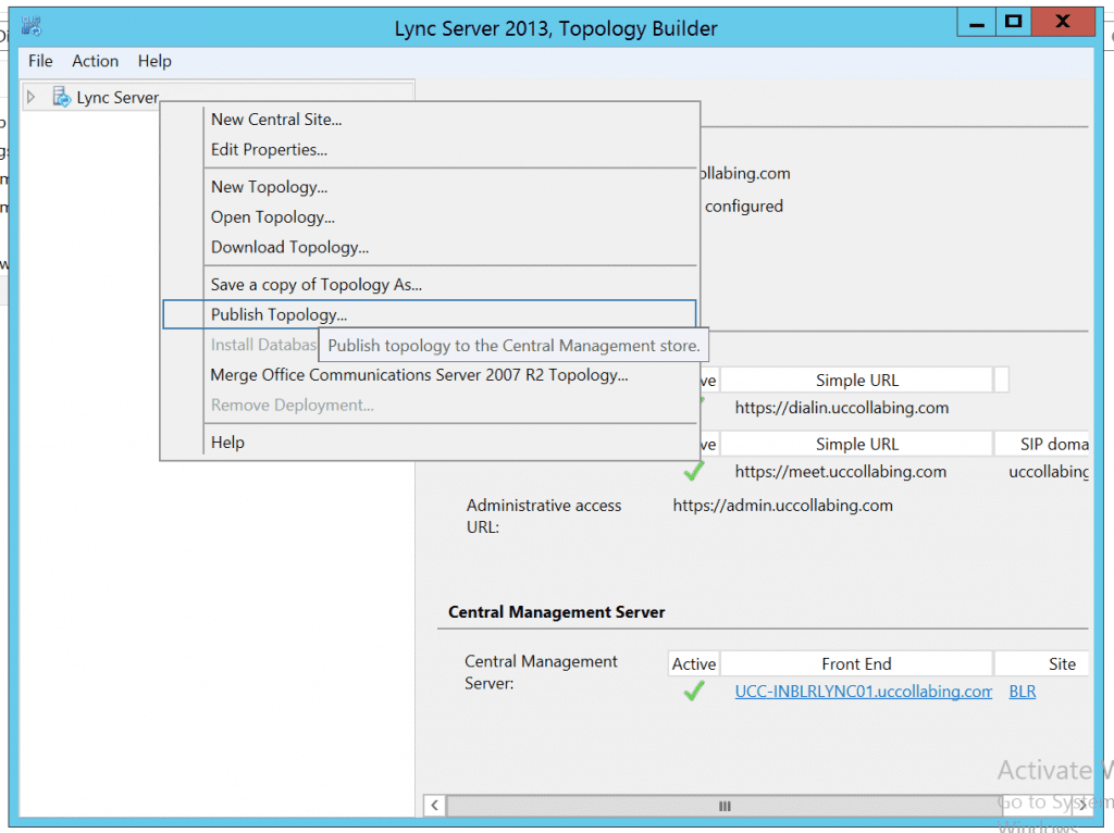 Installing Lync 2013 in Lab Building & Publishing Topology Lync