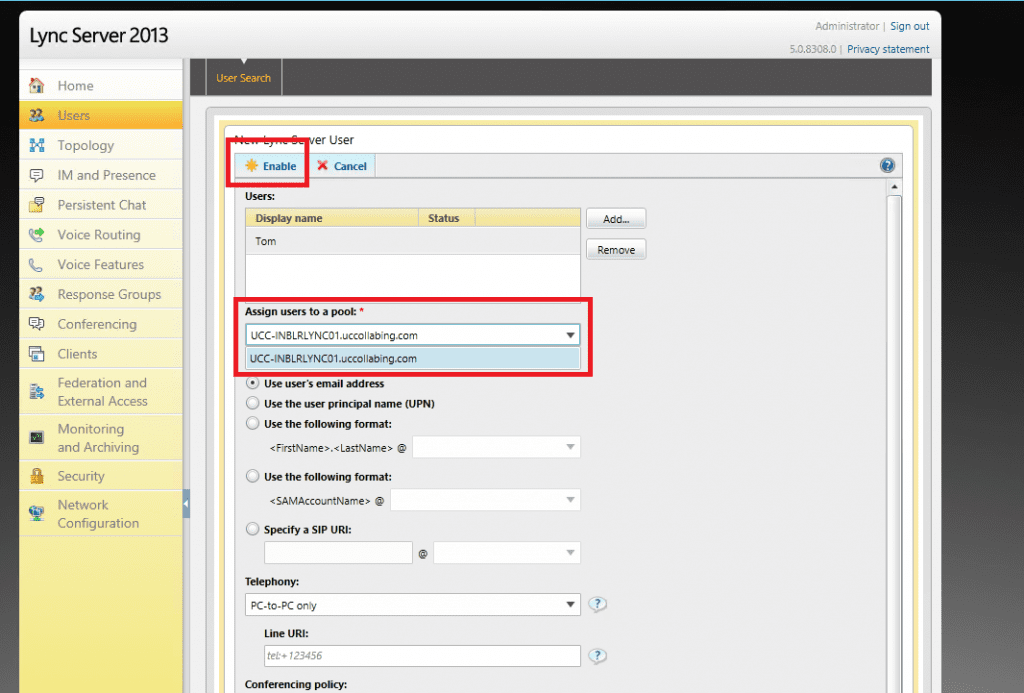 Installing Lync 2013 in Lab Login & Testing Lync functionality