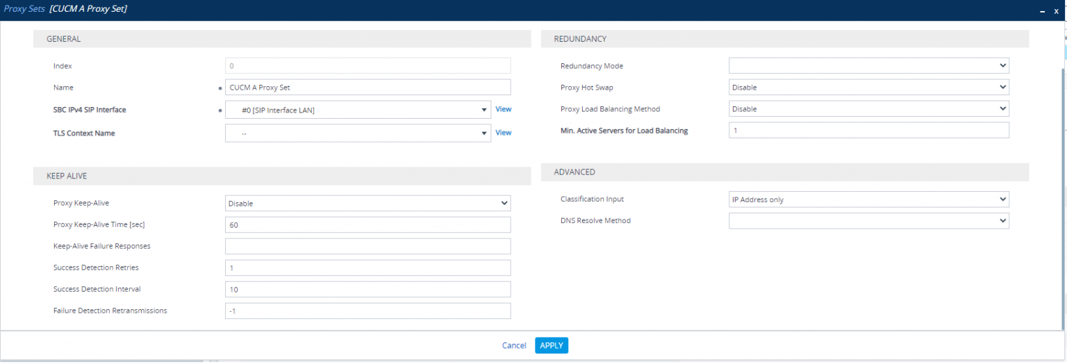 Configuring Audiocodes SBC to integrate with CUCM
